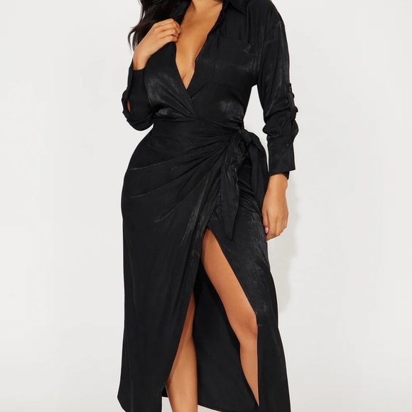 Fashion Nova Dresses & Skirts - Business Classy Maxi Shirt Dress - Black